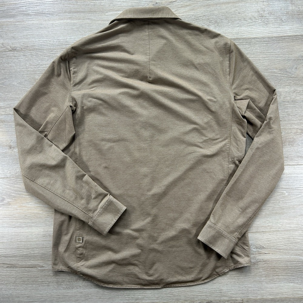 Lululemon Large Commission Long-Sleeve Shirt Pocket Mens Tan Four Way Stretch - Picture 3 of 9